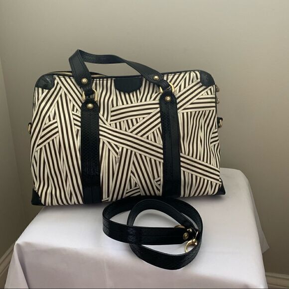 Henri Bendel Disturbed Stripe Laptop Bag/ Briefcase - Picture 7 of 13